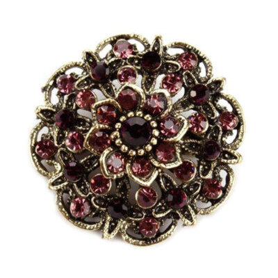 

Vintage Gold Color Plated Rhinestones Flower Antique Brooch Pins for Women in Assorted