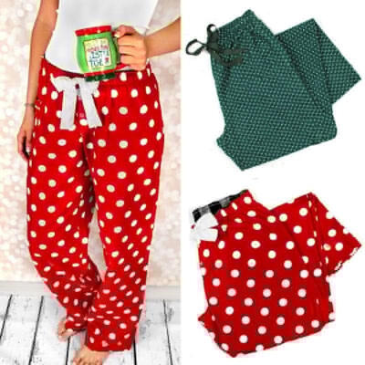 

Unisex Cotton Spot Dot Pyjama Pant Lounge Wear Soft Casual Bottoms Trousers -XL