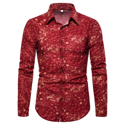 

Tailored Mens Summer Fashion Business Leisure Printing Long-sleeved Shirt Top Blouse
