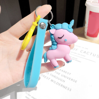 

Fashion Cute Cartoon Unicorn Key Chain Accessory Car Key Ring Soft Silicone Key Ring Charm Ornament Gifts