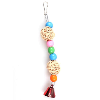 

Pet Bird Parrot Natural Sepak Takraw Rattan Ball Bite Chew Toys Swing Bells