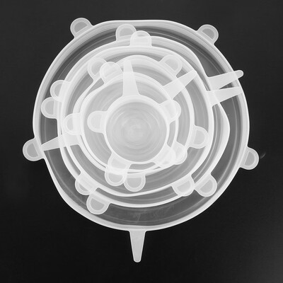 

Greensen 6PCS Transparent Reusable Silicone Food Pot Lid Bowl Covers Wrap Stretchable Preservative Film Food LidFresh Cover