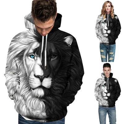 

Toponeto Women Men Couples Print Long Sleeve Hoodie Sweatshirt Pullover Tops
