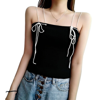 

Women Summer Casual Basic Sexy Solid Color Sling Bottoming Warm Vest Stretch Tank Tops