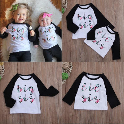 

BigLittle Sister Matching Top T-shirt Newborn Baby Girl Romper Bodysuit Outfits