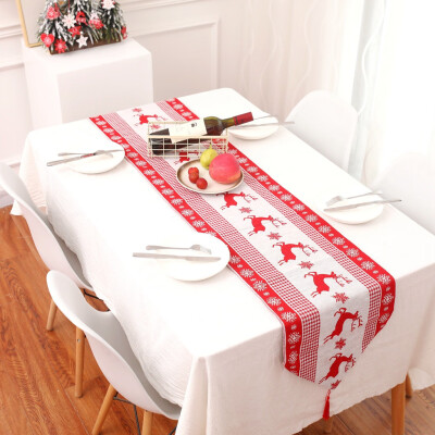 

Toponeto Creative Christmas Cotton Linen Tablecloth Table Flag Desktop Decoration