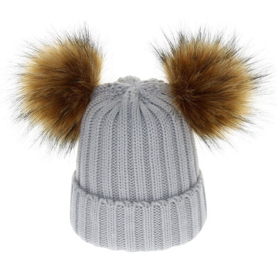 

Tailored Mother&Me Women Cap Balls Warm Detachable Copper Button Thickening Hat