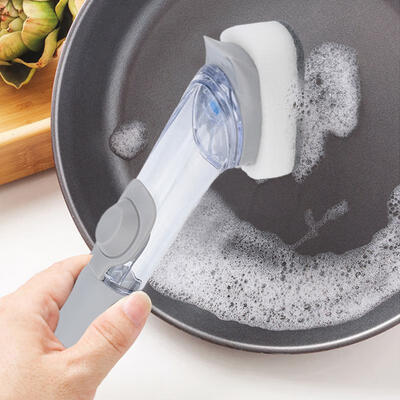 

Greensen Automatic Add Detergent Cleaning Brush with 3 Sponge Pads for Restaurant Kitchen Home Use