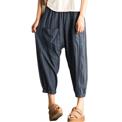 

Summer Cotton Linen Harem Pants Women Drawstring High Waist Trousers Women Casual Pants Plus size  Sweatpants Pantalon