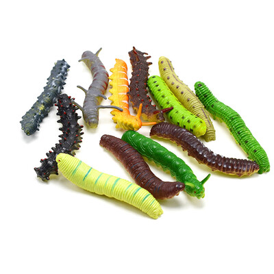 

YIWULA12PCS Education Simulated Caterpillar Model Inchworm Hilarious Toy Best For Kids