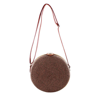 

Vintage Beach Shoulder Messenger Handbags Women Woven Round Crossbody Bags