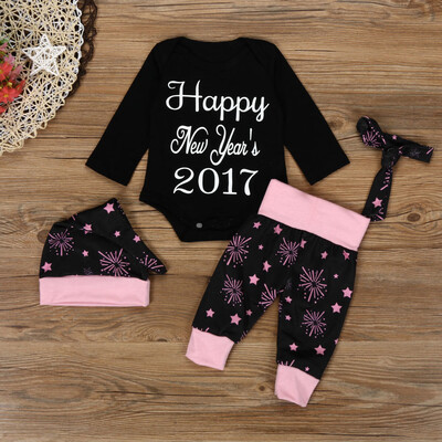 

1Set Infant Baby Boy Girl Clothes Romper Pants Leggings 4PCS New Years Outfits