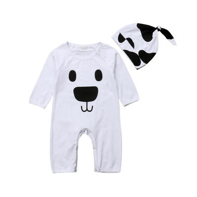 

Cute Newborn Toddler Baby Boy Girl Clothes Long Sleeve Bear Print Romper Jumpsuit Hat 2Pcs Outfit