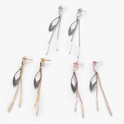 

304 Stainless Steel Dangle Stud Earrings with Shell Leaf with Word Love Mixed Color 72mm Pin 08mm
