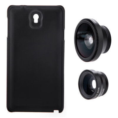 

3-in-1 Phone Photo Lens 180° Fisheye 067X Wide Angle 10X Macro Set with Case for Samsung Galaxy Note3