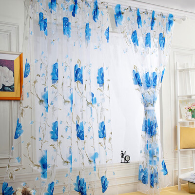 

Gobestart 1 PCS Vines Leaves Tulle Door Window Curtain Drape Panel Sheer Scarf Valances