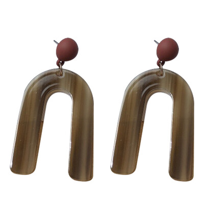 

Trendy U Design Acrylic Drop Earrings Imitation Wood Stripes Fashion Earrings For Women Jewelry Wholesale Gift