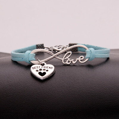 

Fashion Simple Love Heart Dog Claw Pendant Weaving Bracelet Unisex Pair Hand Chain Jewelry Hot Gift