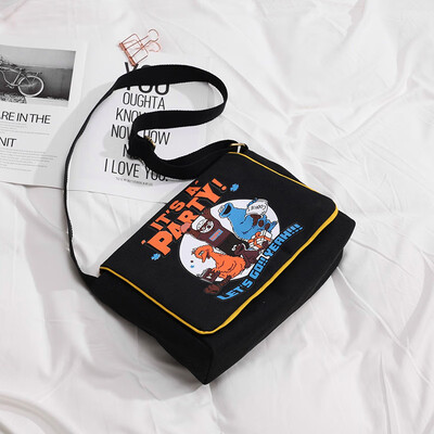 

Cloth bag female 2019 new Korean version of the wild cartoon printing canvas bag Messenger retro art shoulder Messenger bag