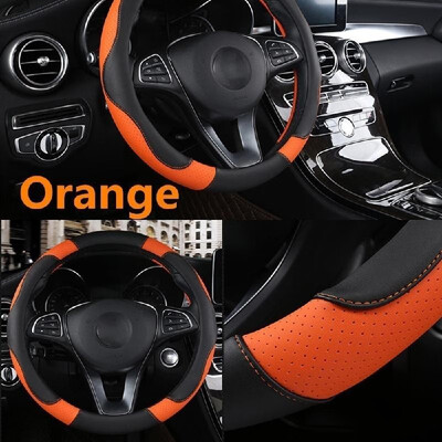 

Sport Style Contrast Color Non-slip Sweat Good Breathable PU Leatherette 15 inch Car Steering Wheel Cover Protector