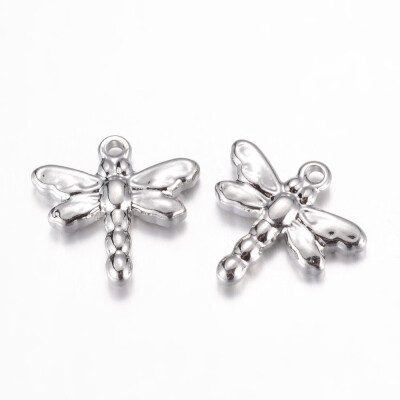 

304 Stainless Steel Charms Dragonfly Stainless Steel Color 15x16x35mm Hole 1mm