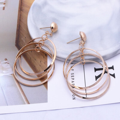 

European & American Exaggerated Round Coin Drop Earring for Women Pendientes Vintage Geometric Metal Large Earrings Jewelry Gift