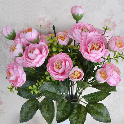 

Artificial Flowers Silk Flowers Artificial Tea Plum Bouquet for Home Bridal Wedding Party Festival Bar Decor
