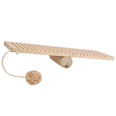 

Greensen Durable Funny Wooden Cat Scratching Board Seesaw Scratch Pad Balance Training Toy