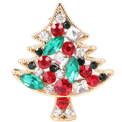

Vintage Christmas Tree Deer Brooches Jewelry Gift For Women Rhinestone Brooch Pin Charm Accessories Jewelry