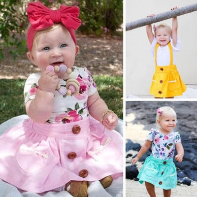 

Toddler Kid Baby Girl Button Suspender Skirt Clothes Adjustable Outfits 6 -3 Y