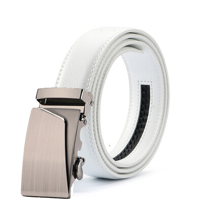 

Fashion White Belt Designer Belts Men High Quality Fashion Geometric Metal Automatic Buckle Genuine Leather Luxury Brand Belt