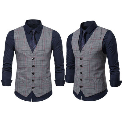 

Men Formal Business Slim Fit Work Party Dress Vest Suit Tuxedo Casual Waistcoat