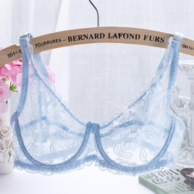 

New Sexy Women Lace Gauze Bra Push Up 34 Cup Hook-and- Eye Breathable Ultra-thin bra Lingerie Underwear
