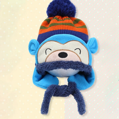 

New Baby Toddler Winter Warm Monkey Beanie Hat Earflap Knitted Cap Girl Boy Kids