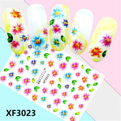 

Toponeto Fresh Style Flower Print 3D Nail Art Stickers Manicure Adhesive Transfer Decals