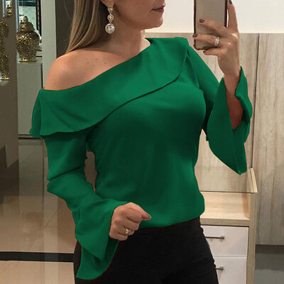 

Tailored Women Casual Long Sleeve Chiffon Off Shoulder Shirt Tops Blouse