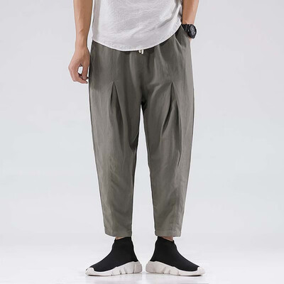 

Gobestart Mens Fashion New Style Leisure Pure Color Nine-Minute Trousers Large Size Pant