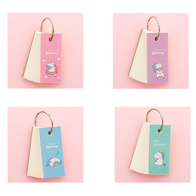 

100PagesBook Blank Small Notebook Unicorn Card Blank Word Card Message Card Students Study Gift Random Color