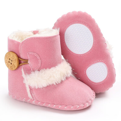 

Winter Baby Boots Girls Boys Rubber Soled Shoes Infant Toddler Newborn Super Warm Snowfield Wooden Buttons Boots