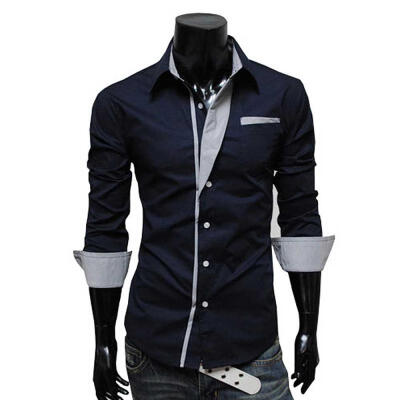

Spring Mens Shirts Long Sleeve Business Casual Stitching Shirt High Quality
