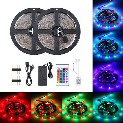 

DC12V 48W 10 Meters 600 LED RGB Strip Light with Sensitive IR24 Keys Remote Control Controller Supported Flash Strobe Fade Smoo