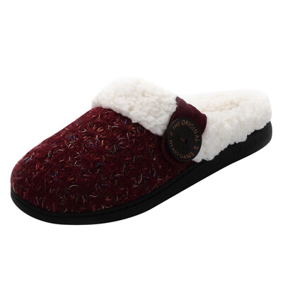 

Rose Women Indoor Home Plush Soft Slippers Shoes One Button Non-Slip Floor Slippers