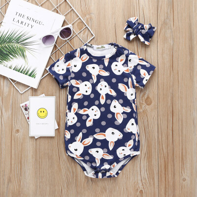 

Newborn Infant Baby Girls Cartoon Rabbit Print Romper Bodysuits Playsuit