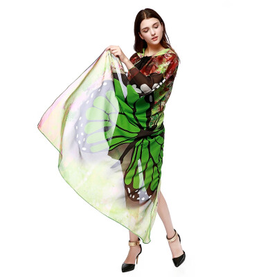 

Halloween Fairy Wings Chiffon Cloak Fun Print Pattern Cloak for Stage Show Festive Party Decorative