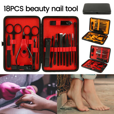 

18Pcs Beauty&Nail Tool Set Nail Clipper Cutter Stainless Steel Trimmer Ear Pick Manicure Pedicure Scissor Tweezer Grooming Kit