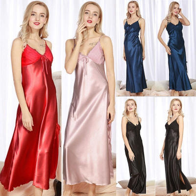 

Women&39s Satin Silk Long Sleepwear Pajamas Nightdress Lingerie Nightwear Dress