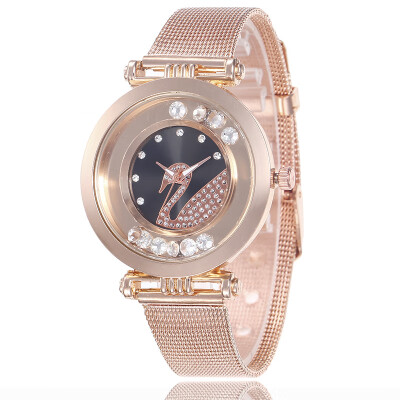 

Mesh belt fashion ladies watch wholesale simple diamond sand swan student popular watch