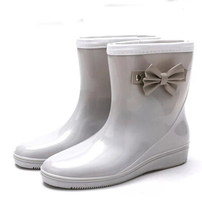 

Rose Womens Fashion Low-Heeled Middle Tube Rain Boots Non-Slip Waterproof Water Shoe