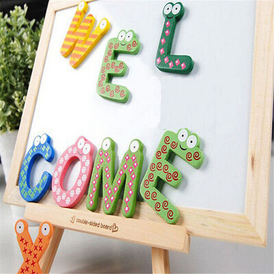 

Gobestart Baby toys 26pcs Letters Kids Wooden Alphabet Fridge Magnet Child Educational