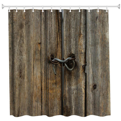 

Old Wooden Door Polyester Shower Curtain Bathroom Curtain High Definition 3D Printing Water-Proof